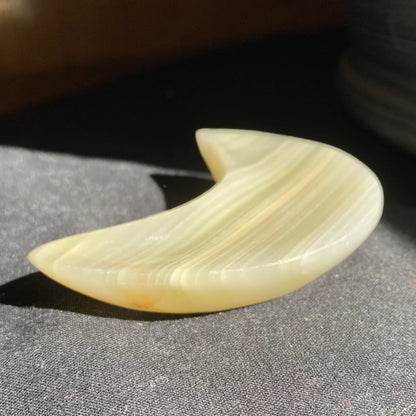 Green Onyx Moon Bowl | 3" | 3 oz | Banded Calcite | Crystal Bowl | Crystal Carving | CM1