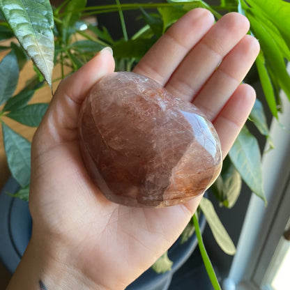 Fire Quartz Heart | 8.7 oz | 3" | Puffy Heart | Heart Carving | Crystal Carving