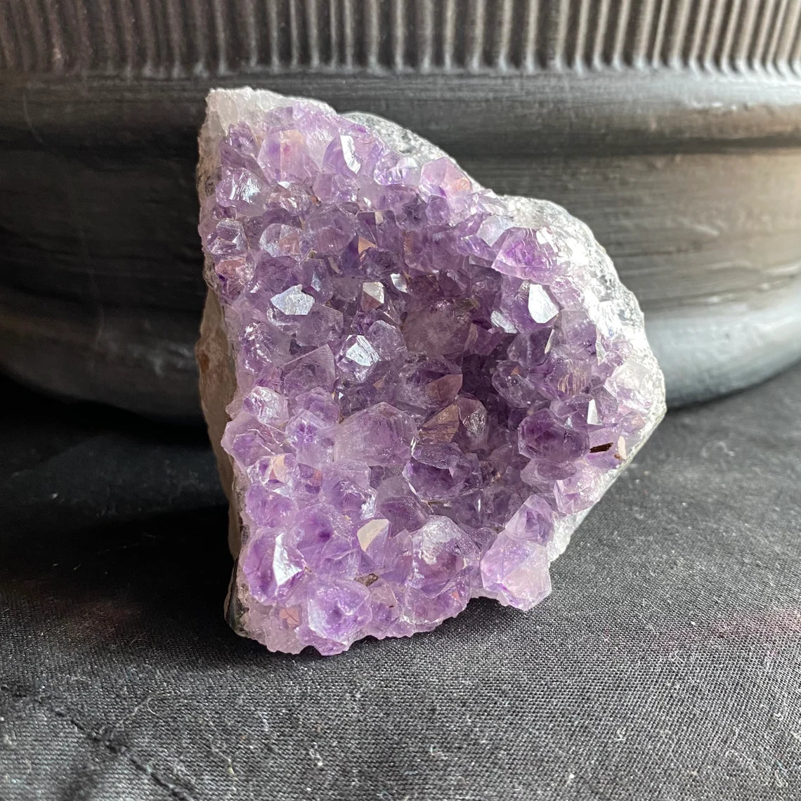 Raw Amethyst Geode | 11.1 oz | 3.2” | Rough Amethyst | Cathedral Amethyst | Crystal Cluster | Cut Base | Uruguay | Free Standing | AG1