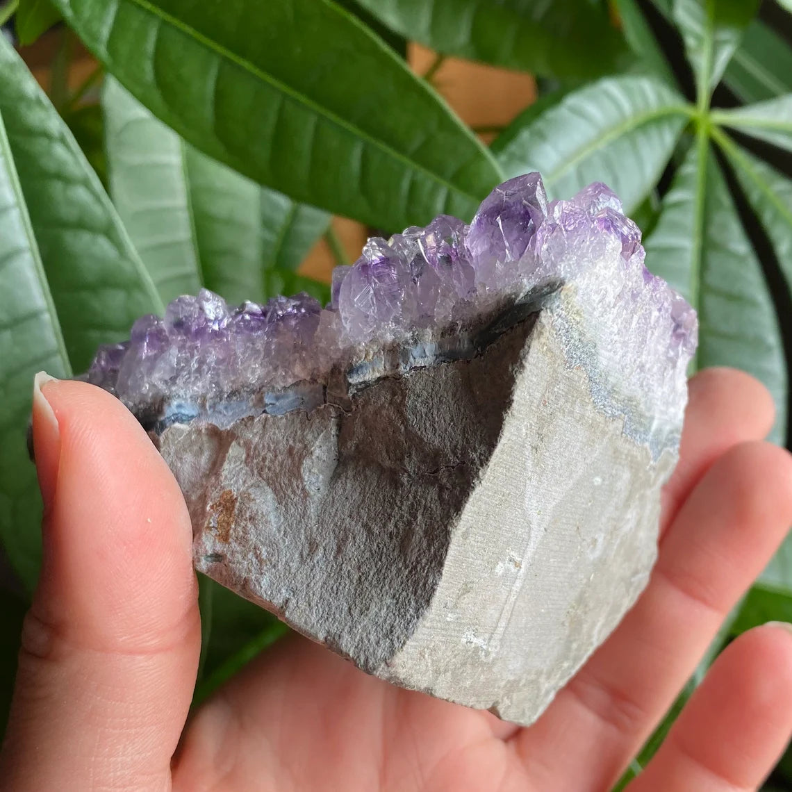 Raw Amethyst Geode | 11.1 oz | 3.2” | Rough Amethyst | Cathedral Amethyst | Crystal Cluster | Cut Base | Uruguay | Free Standing | AG1