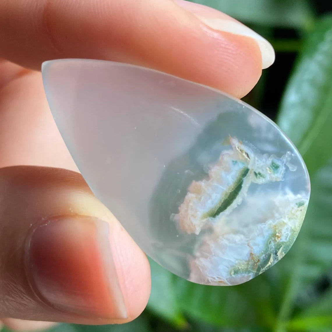 Tree Agate Cabochon | 1.25" | Tear Shaped Stone | Dendritic Agate | Cabochon | For Wire Wrapping | For Jewelry Making | Teardrop Shape