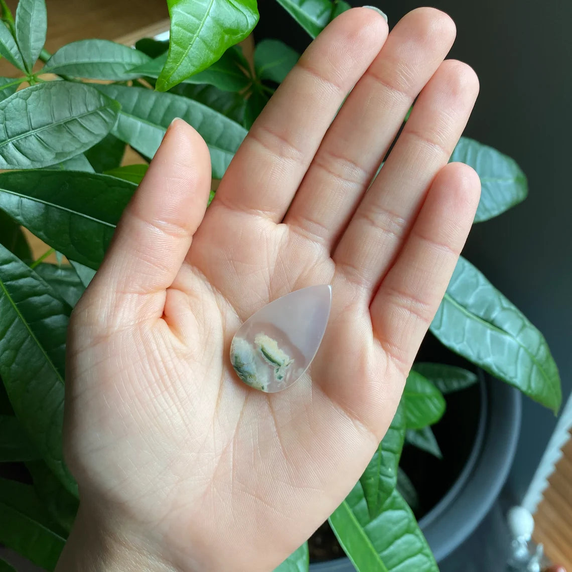 Tree Agate Cabochon | 1.25" | Tear Shaped Stone | Dendritic Agate | Cabochon | For Wire Wrapping | For Jewelry Making | Teardrop Shape