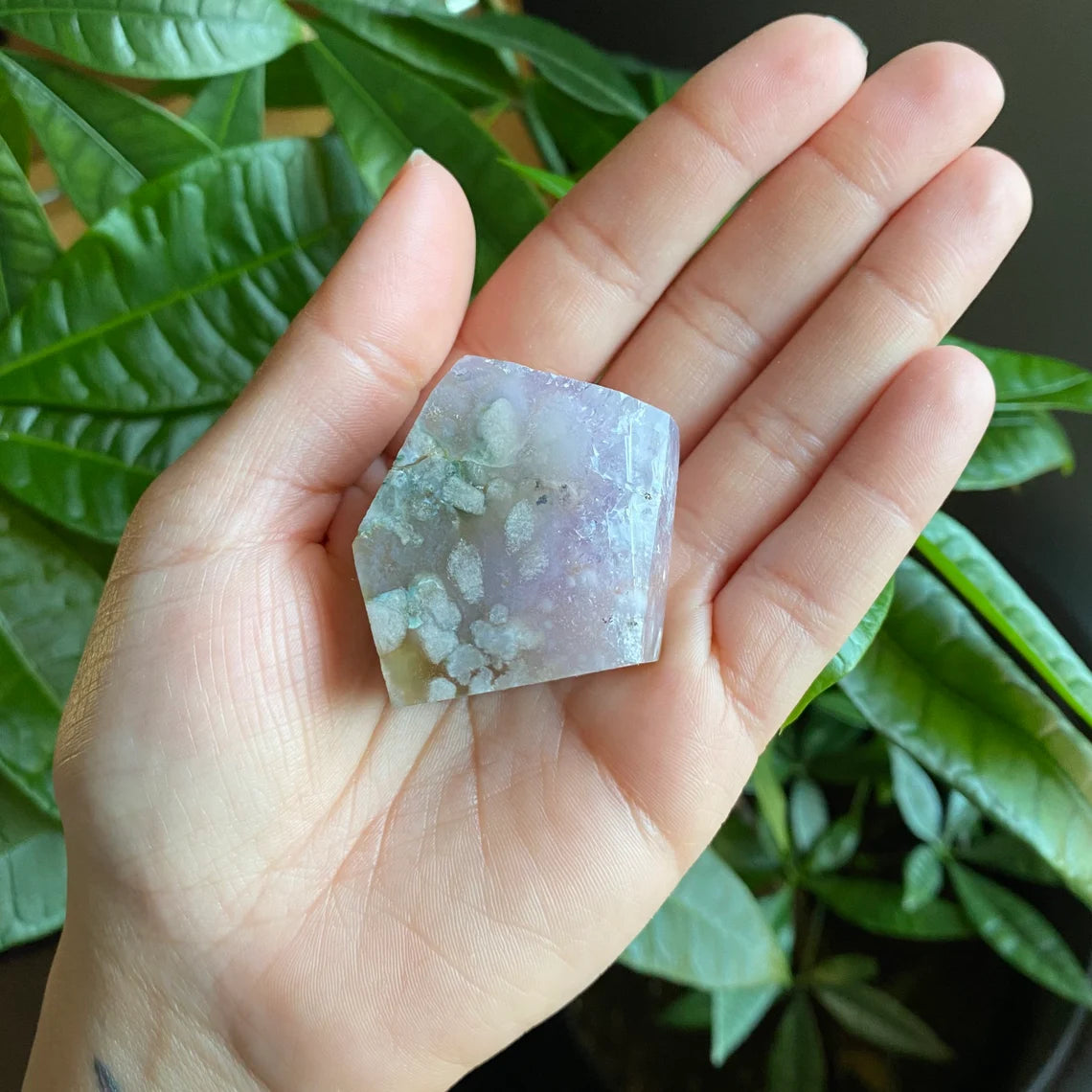 Amethyst Flower Agate Freeform | 2.2 oz | 1.7" | Amethyst Freeform | Flower Agate Freeform | Crystal Freeform