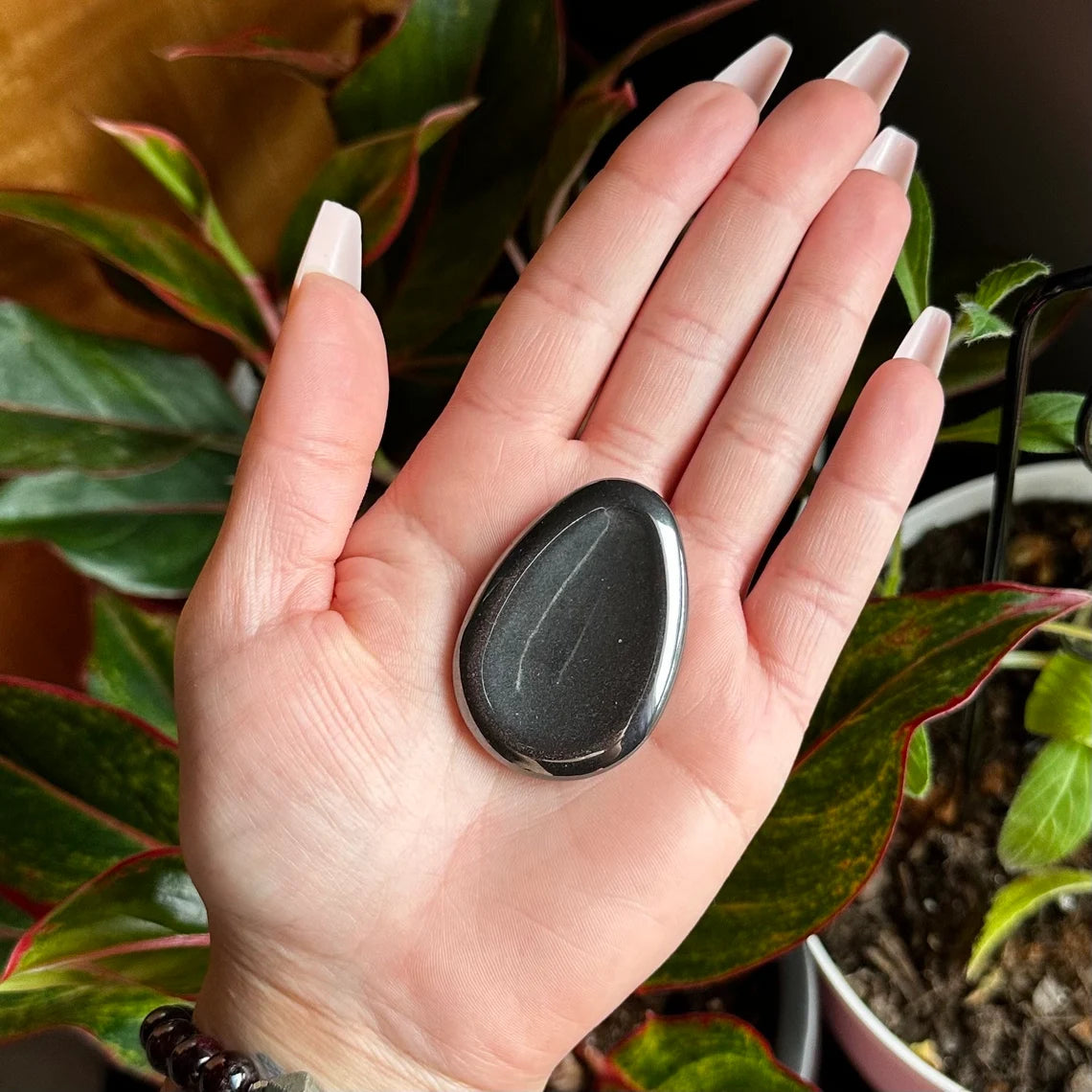 Hematite Worry Stone | Specular Hematite | Crystal Worry Stone | Intuitively Selected (random)