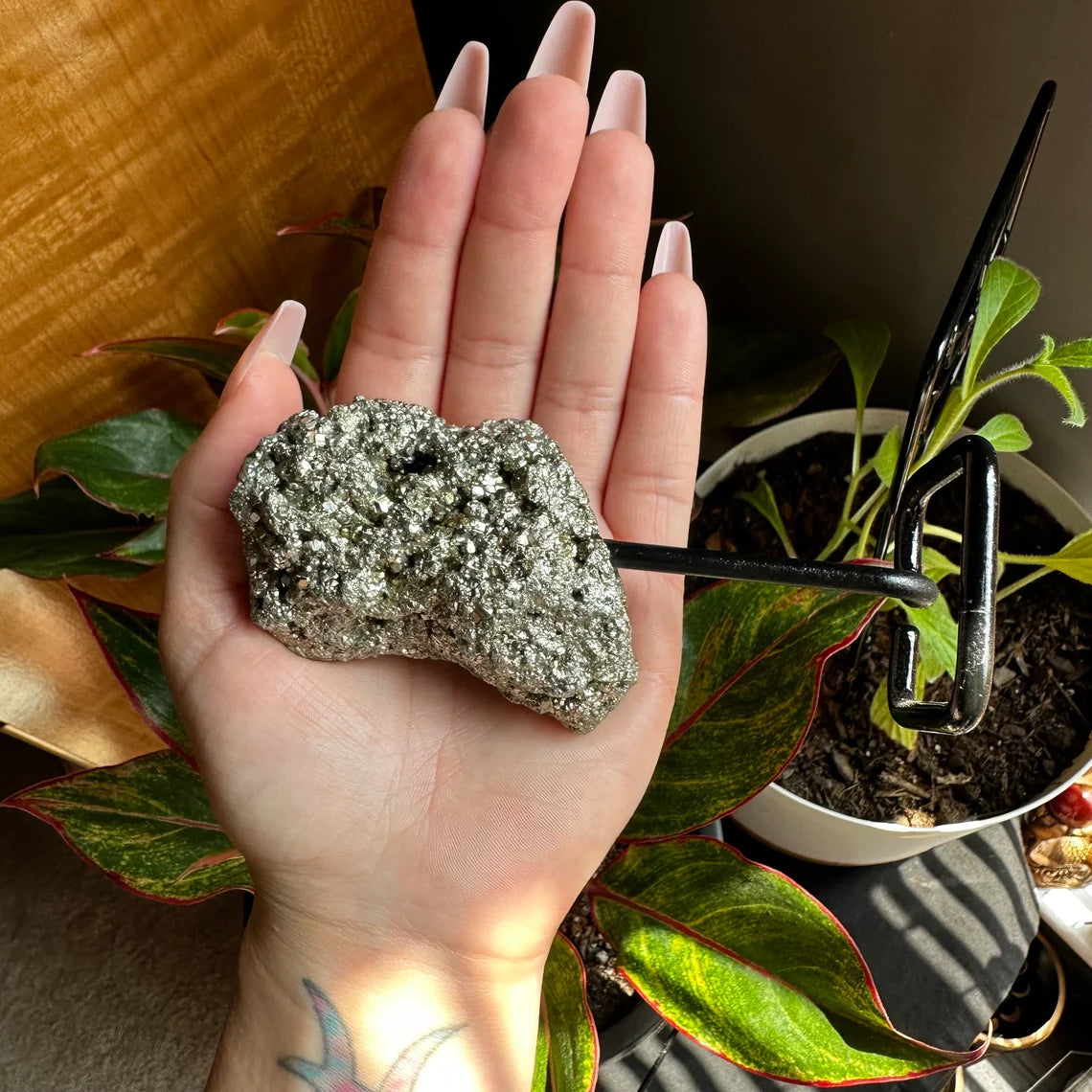 Pyrite Cluster on Stand | 9.8 oz | 4.8" | Pyrite | Mineral Specimen | Fools Gold | Attract Abundance | Pyrite Specimen | PS1