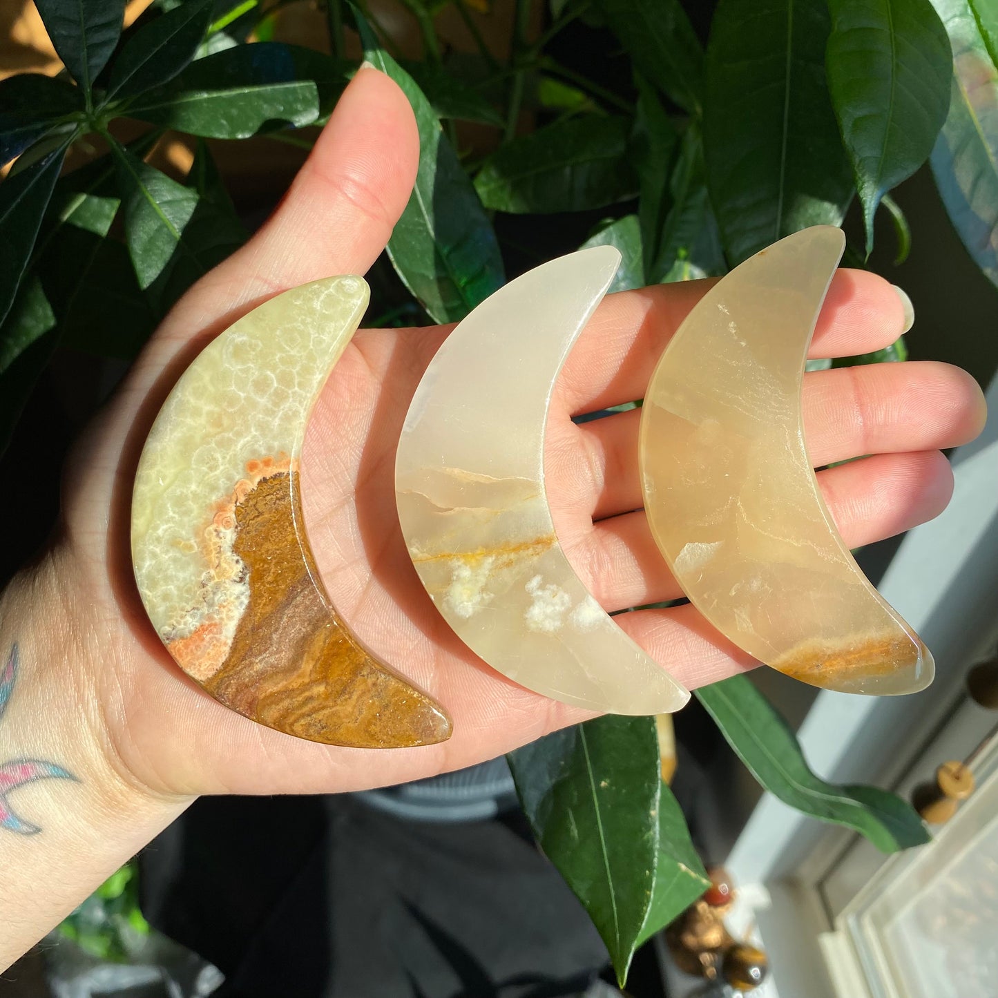 Green Onyx Moon | 3" | Crystal Moon | Crystal Carving