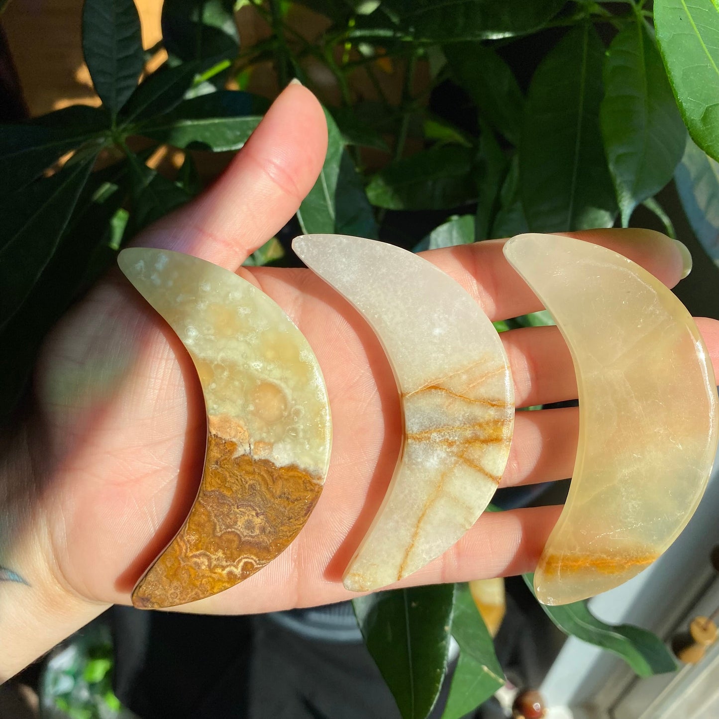 Green Onyx Moon | 3" | Crystal Moon | Crystal Carving