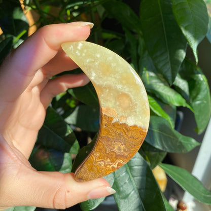 Green Onyx Moon | 3" | Crystal Moon | Crystal Carving