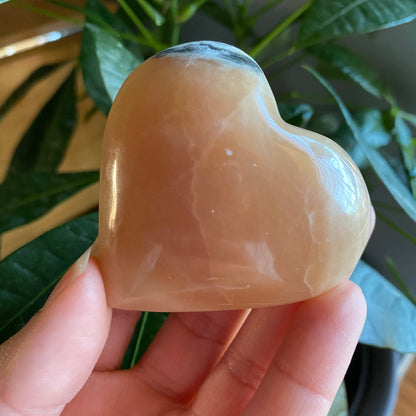 Honey Calcite Heart | 3.6 oz | 2.2" | Heart Carving | Crystal Carving | Calcite | HCH2