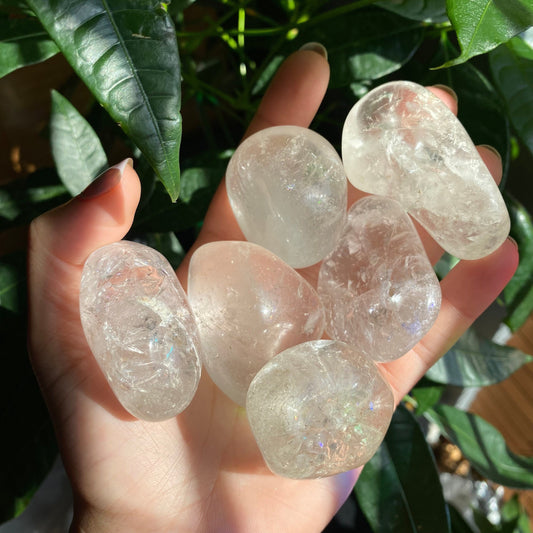 XL Clear Quartz Tumbled Stone | Palm Stone