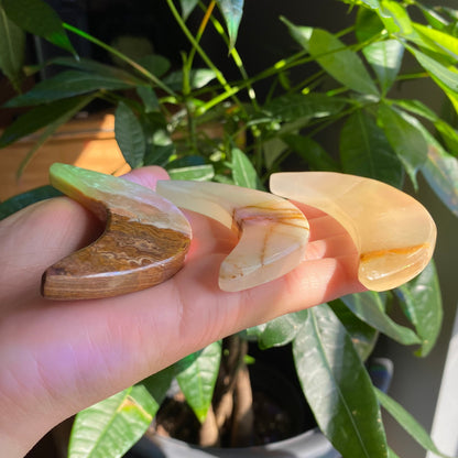 Green Onyx Moon | 3" | Crystal Moon | Crystal Carving