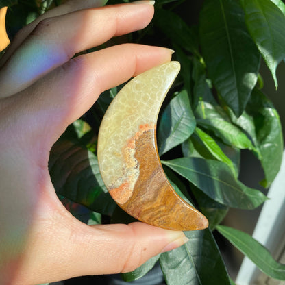 Green Onyx Moon | 3" | Crystal Moon | Crystal Carving