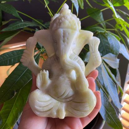 Serpentine Ganesh Statue | 1 lb 14.2 oz | 6.3" | Crystal Carving | Ganesh Idol | Deity Statue