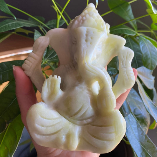 Serpentine Ganesh Statue | 1 lb 14.2 oz | 6.3" | Crystal Carving | Ganesh Idol | Deity Statue
