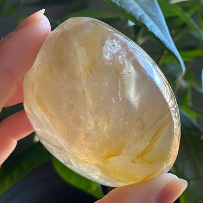 Golden Healer Heart | 9.6 oz | 3.2" | Heart Carving | Rainbows | Crystal Carving | Crystal Heart