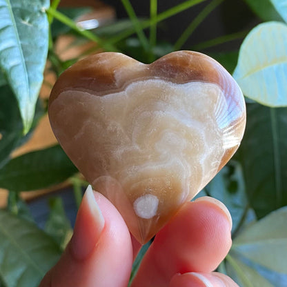 Chocolate Calcite Heart | 1 oz | 1.8" | Heart Carving | Crystal Carving | Calcite | Brown Aragonite | CCH1