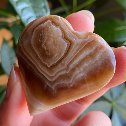 Chocolate Calcite Heart | 1 oz | 1.8" | Heart Carving | Crystal Carving | Calcite | Brown Aragonite | CCH1