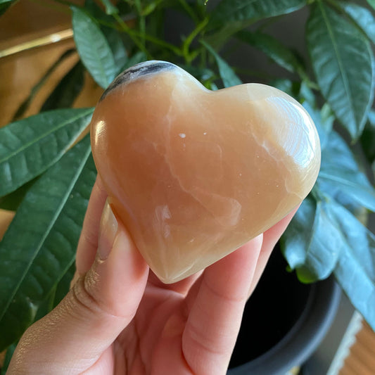 Honey Calcite Heart | 3.6 oz | 2.2" | Heart Carving | Crystal Carving | Calcite | HCH2