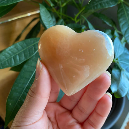 Honey Calcite Heart | 3.6 oz | 2.2" | Heart Carving | Crystal Carving | Calcite | HCH2
