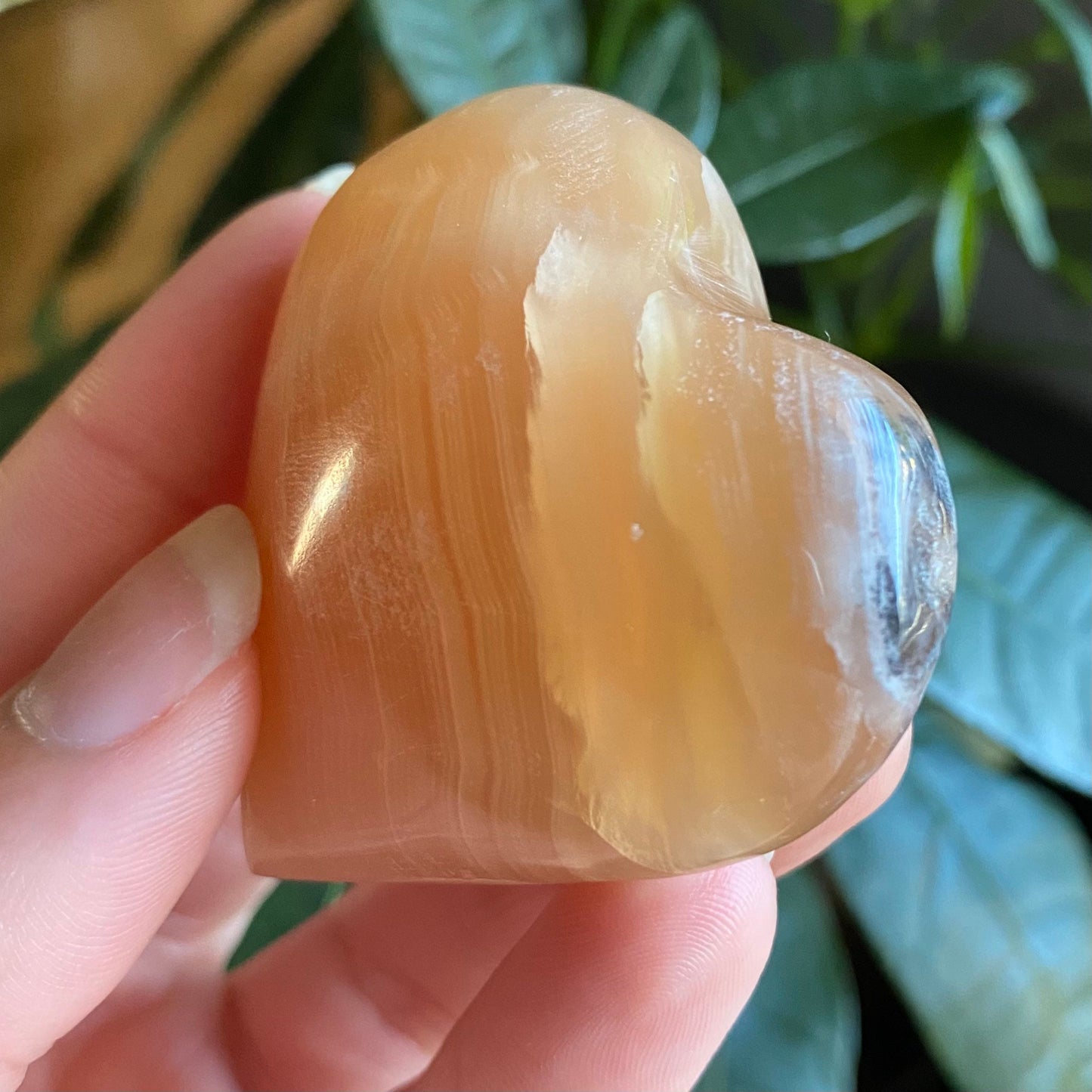 Honey Calcite Heart | 2.5 oz | 2" | Heart Carving | Crystal Carving | Calcite | HCH3