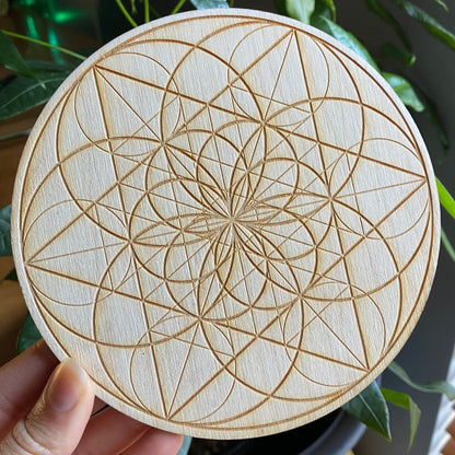 Seed of Life Crystal Grid | 6" | Wooden Crystal Grid | Sacred Geometry | Altar Tools | Meditation Tools