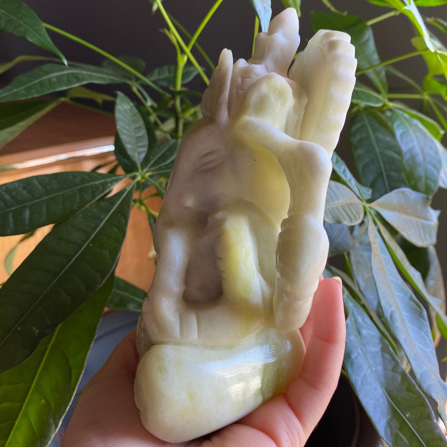 Serpentine Ganesh Statue | 1 lb 14.2 oz | 6.3" | Crystal Carving | Ganesh Idol | Deity Statue