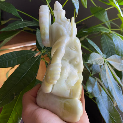 Serpentine Ganesh Statue | 1 lb 14.2 oz | 6.3" | Crystal Carving | Ganesh Idol | Deity Statue