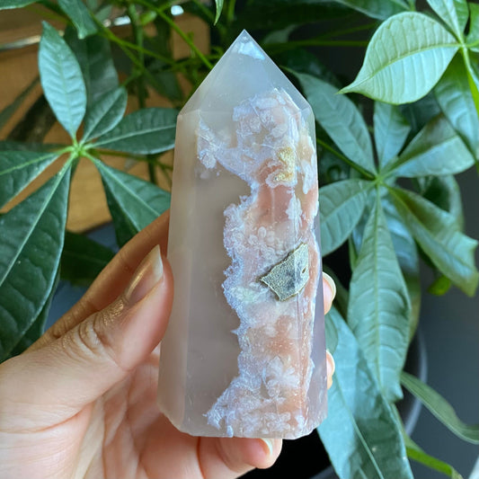 Flower Agate Tower | 4" | 8.0 oz | Crystal Tower