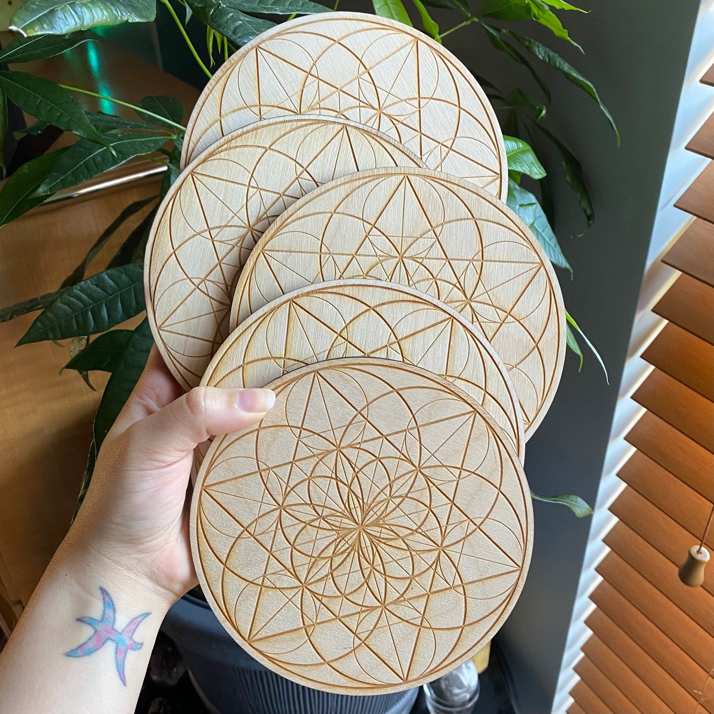 Seed of Life Crystal Grid | 6" | Wooden Crystal Grid | Sacred Geometry | Altar Tools | Meditation Tools