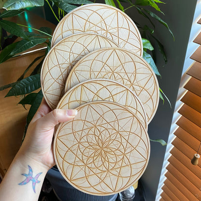 Seed of Life Crystal Grid | 6" | Wooden Crystal Grid | Sacred Geometry | Altar Tools | Meditation Tools