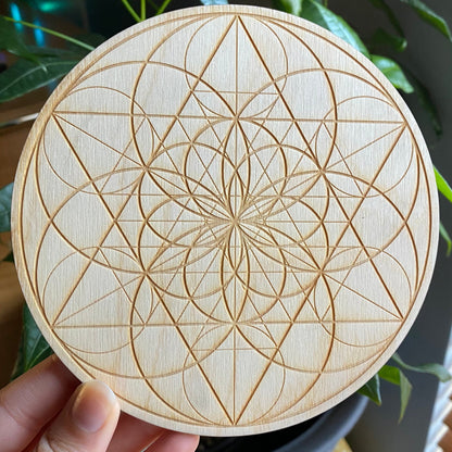 Seed of Life Crystal Grid | 6" | Wooden Crystal Grid | Sacred Geometry | Altar Tools | Meditation Tools