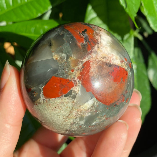 African Bloodstone Sphere | 10.8 oz | 2.4" | Crystal Sphere | Bloodstone Sphere