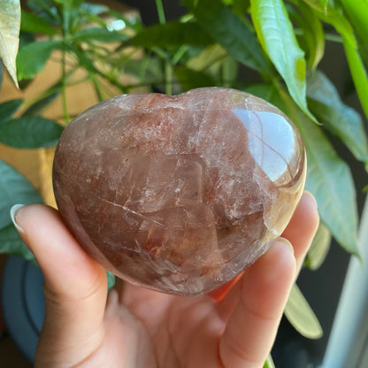 Fire Quartz Heart | 8.7 oz | 3" | Puffy Heart | Heart Carving | Crystal Carving