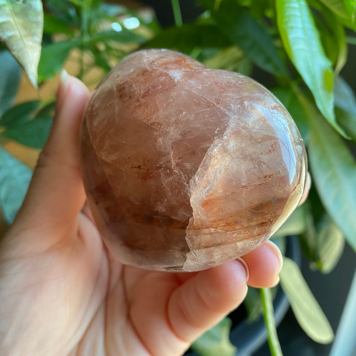 Fire Quartz Heart | 8.7 oz | 3" | Puffy Heart | Heart Carving | Crystal Carving