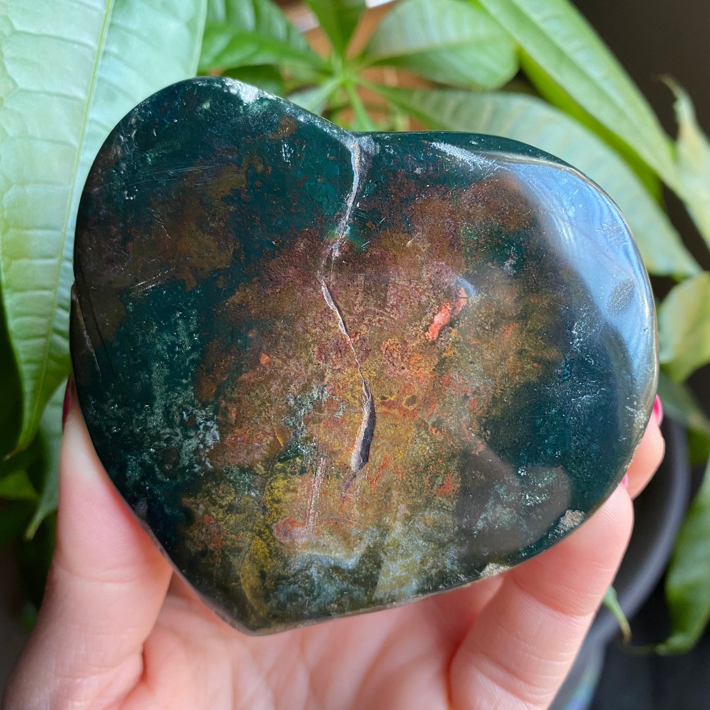 Ocean Jasper Heart | 7.6 oz | 3.1" | Jasper | Jasper Heart | Crystal Heart