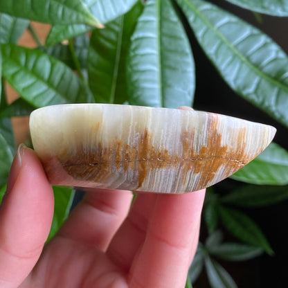 Green Onyx Moon Bowl | 3.1" | 4.2 oz | Banded Calcite | Crystal Bowl | Crystal Carving | CM2