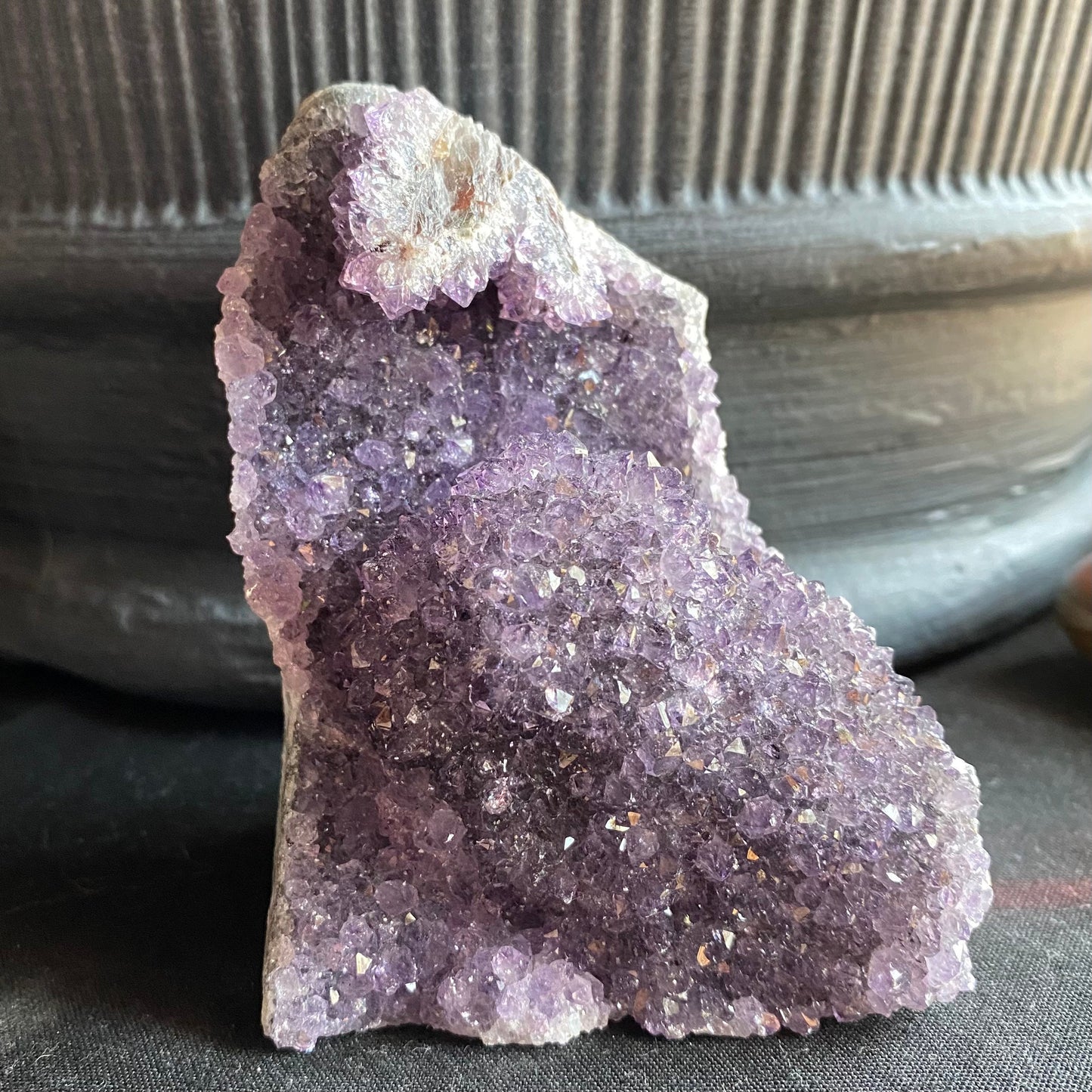 Raw Amethyst Geode | 11.5 oz | 3.6” | Rough Amethyst | Cathedral Amethyst | Crystal Cluster | Cut Base | Uruguay | Free Standing | AG4