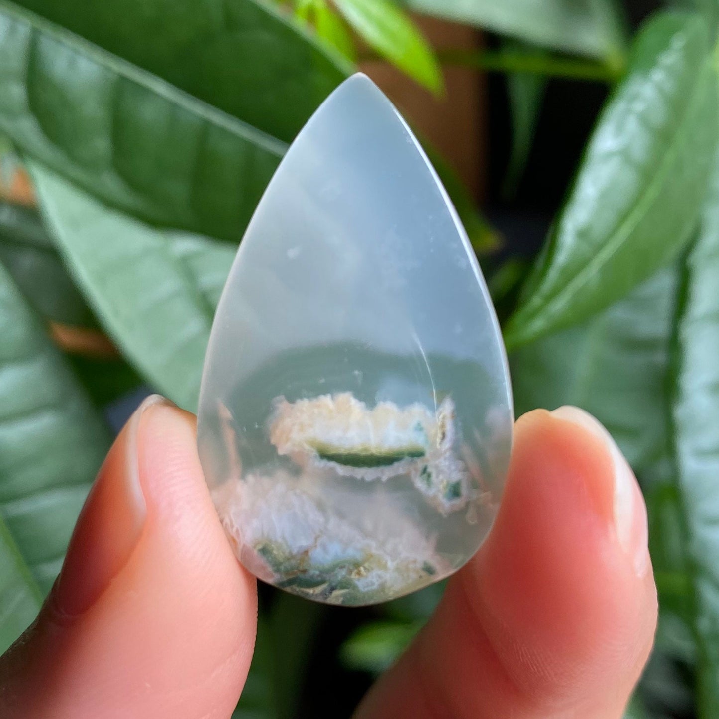 Tree Agate Cabochon | 1.25" | Tear Shaped Stone | Dendritic Agate | Cabochon | For Wire Wrapping | For Jewelry Making | Teardrop Shape