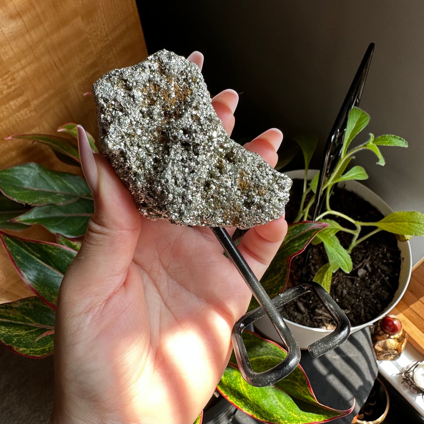 Pyrite Cluster on Stand | 9.8 oz | 4.8" | Pyrite | Mineral Specimen | Fools Gold | Attract Abundance | Pyrite Specimen | PS1