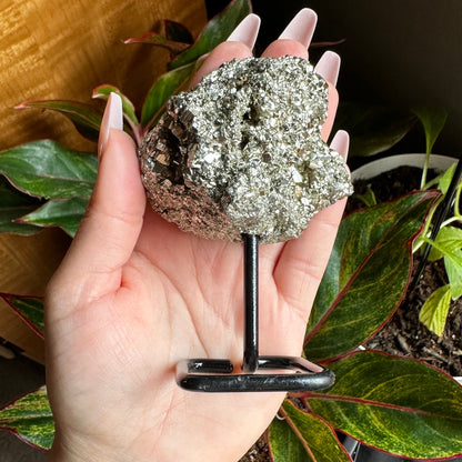 Pyrite Cluster on Stand | 10.7 oz | 4.2" | Pyrite | Mineral Specimen | Fools Gold | Attract Abundance | Pyrite Specimen | PS2