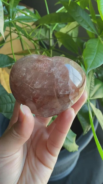 Fire Quartz Heart | 8.7 oz | 3" | Puffy Heart | Heart Carving | Crystal Carving