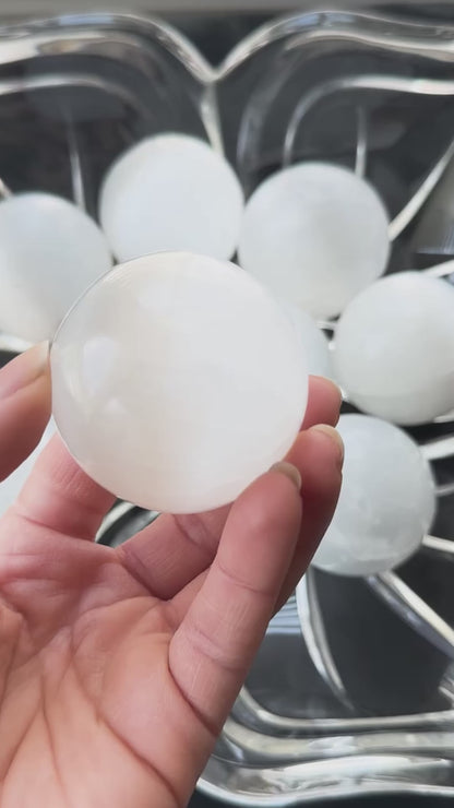 Selenite Sphere | 2" | Crystal Sphere | Energy Cleansing | Intuitively Selected (random)