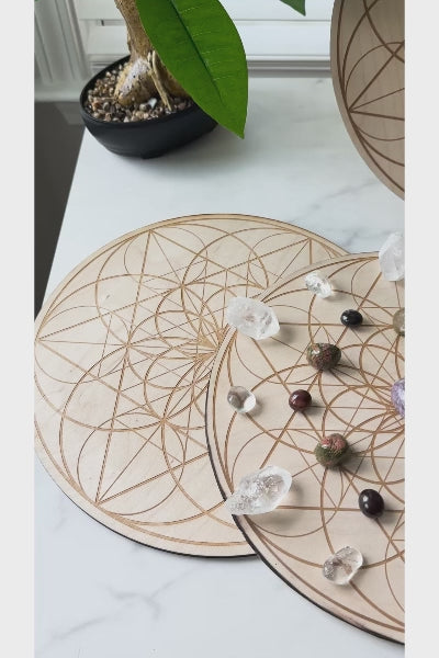 Seed of Life Crystal Grid | 12" | Wooden Crystal Grid | Sacred Geometry